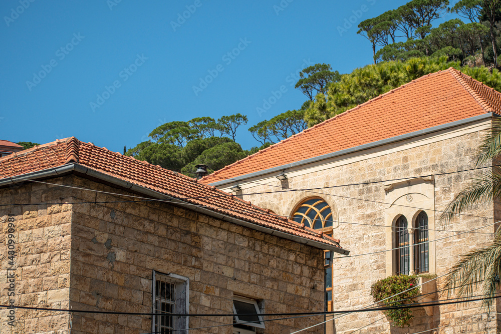 Deir El Qamar village beautiful green landscape and old architecture in mount Lebanon Middle east