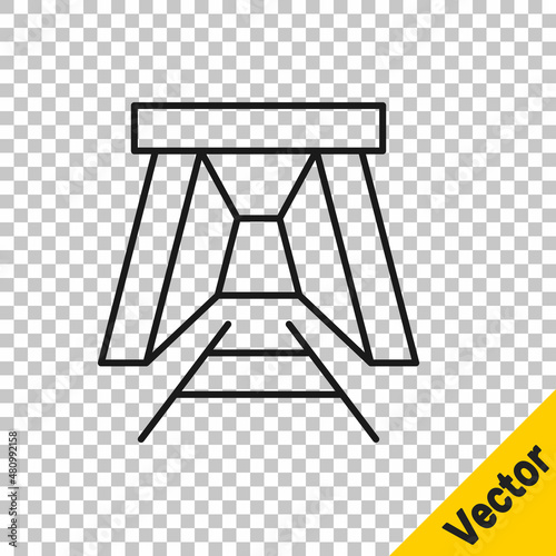 Black line Mine entrance icon isolated on transparent background. Vector