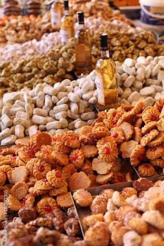 sicilian sweets with Zibibbo wine from the islands photo