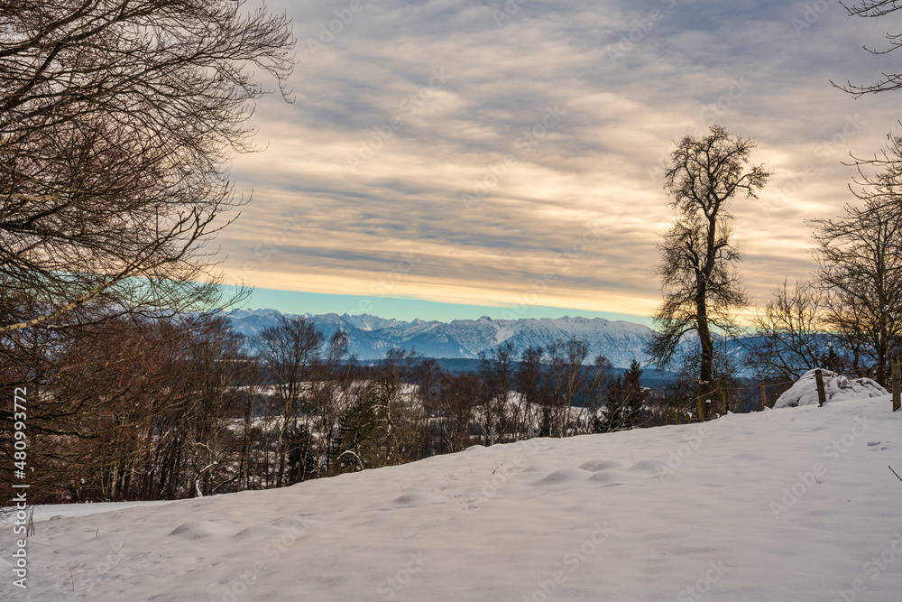 Landschaft, Alpen, Wolkendecke, Wolken, Hohenpeissenberg Landschaft, Alpen, Wolkendecke, Wolken, Hohenpeissenberg