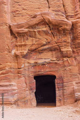 Portal in the rock at the ancient city of Petra, Jordan