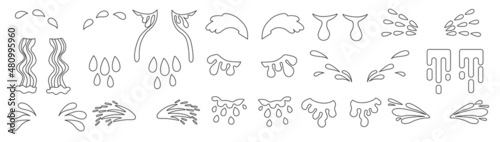 Tear outline vector set icon. Isolated outline set icon droplet of cry. Vector illustration tear on white background.