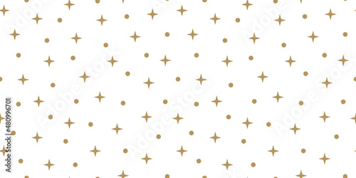Cute festive background with gold stars. Ornament for gift wrapping paper, fabric, clothes, textile, surface textures, scrapbook. 