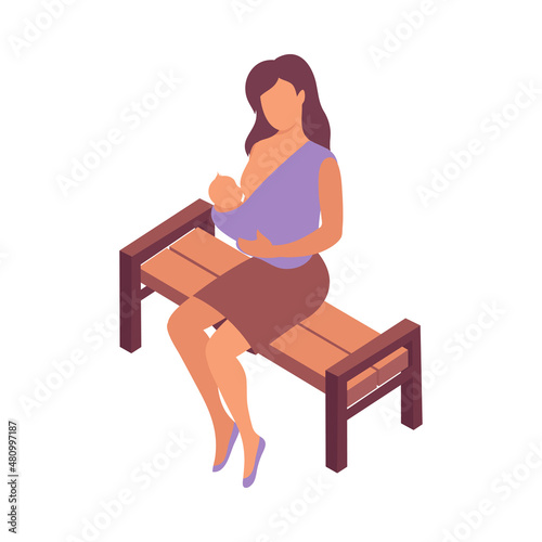 Breastfeeding Isometric Icon