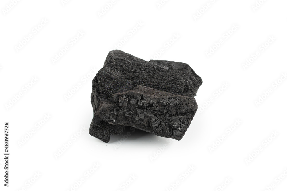 Black oak coal isolated on white background. Black oak coal isolated on white background.