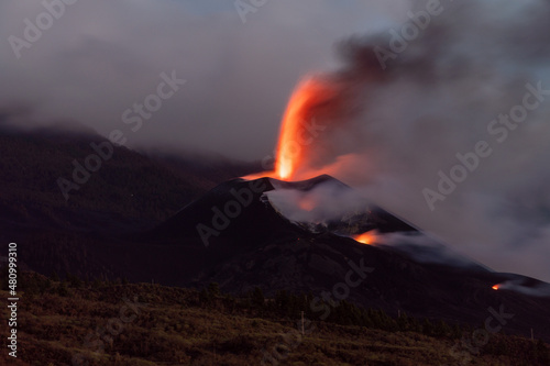 Volcano Cumbre Vieja with long time exposure