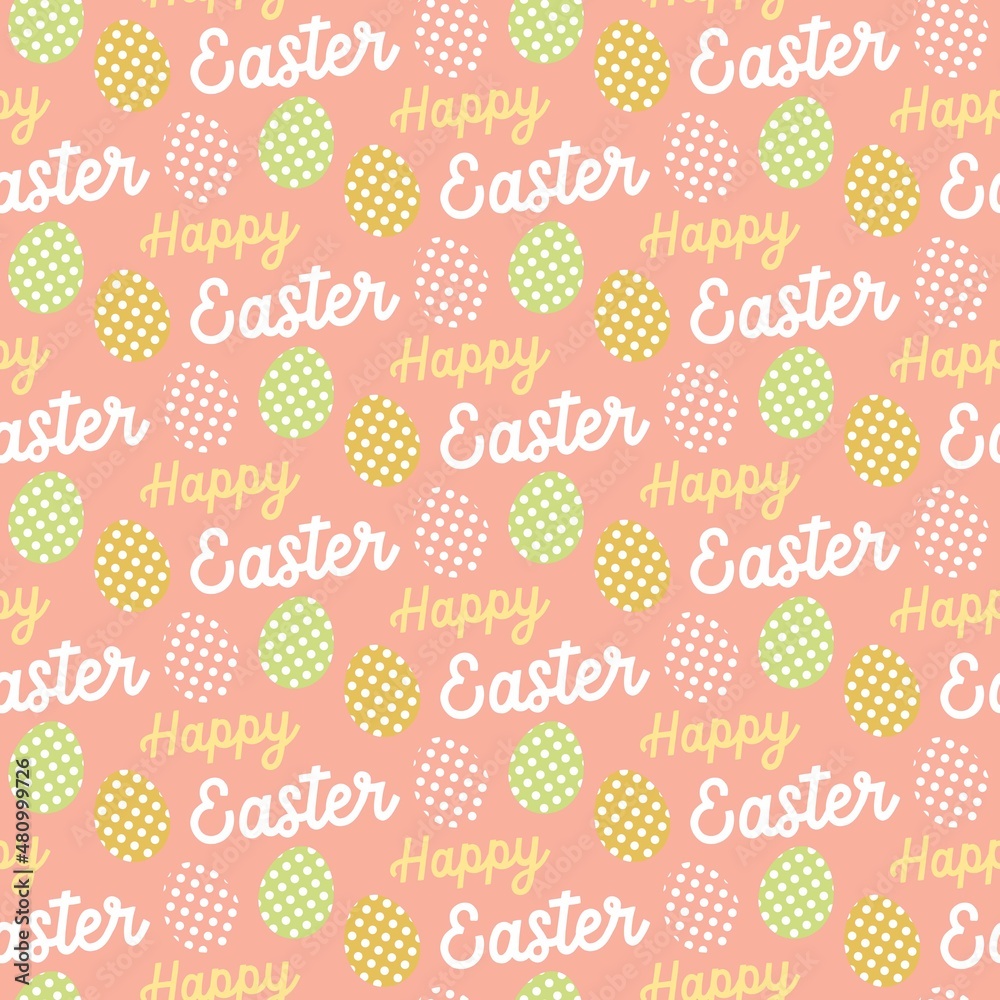Sweet cute Easter seamless repeat pattern on pink background . Happy Easter text letters eggs . Sweet cute Easter seamless repeat pattern on pink background . Happy Easter text letters eggs .