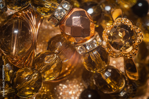 Smoky quartz gold ring and bracelet