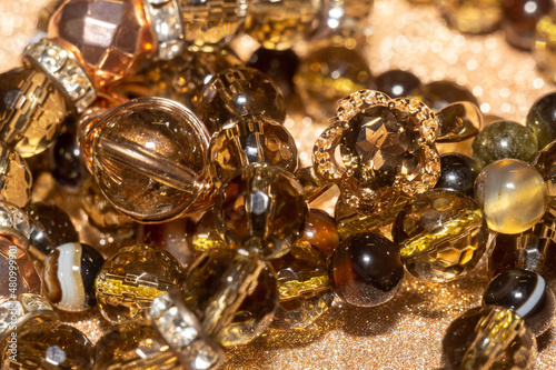 Smoky quartz gold ring and bracelet