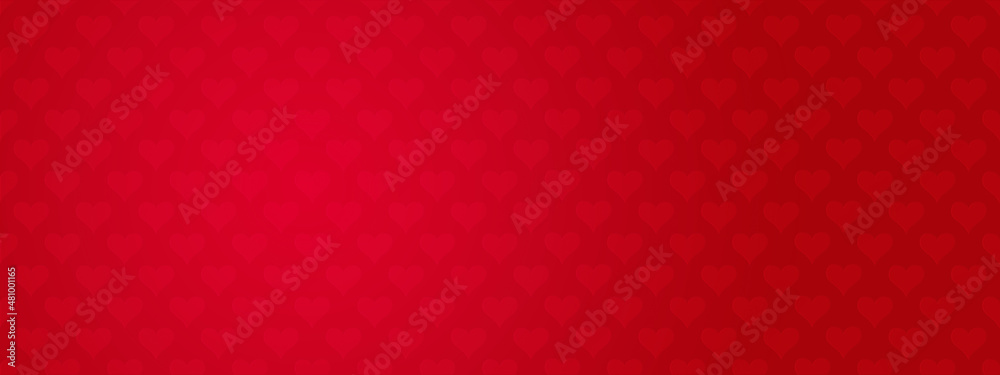 Bandeau avec un fond dégradé rouge avec des motifs en forme de coeur - Texture Saint-Valentin