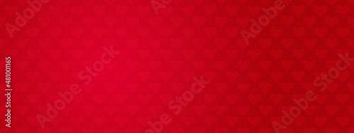 Bandeau avec un fond dégradé rouge avec des motifs en forme de coeur - Texture Saint-Valentin