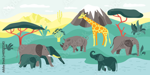 Exotic Animals Landscape Composition