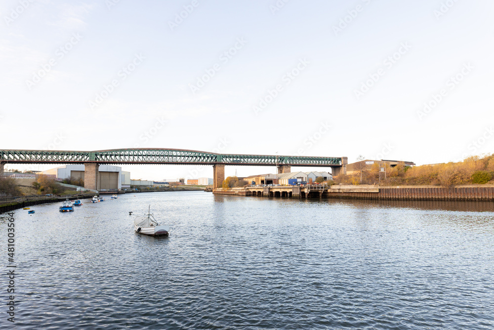 Sunderland UK: 25th Nov 2021: The Queen Alexandra Bridge at the River Wear in Sunderland on a sunny winter morning