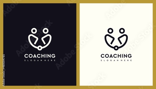 Coaching Logo Design. Minimalist Outline Illustration Editable. Creative Vector based Icon Template.