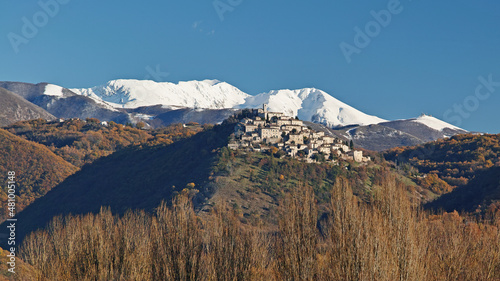 winter view, mount Terminillo and the hamlet of Labro