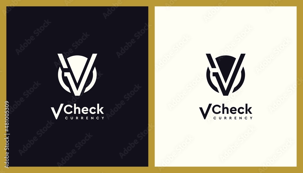 V Checklist Crypto Currency Logo Design. Unique Illustration Editable. Creative Vector based Icon Template.