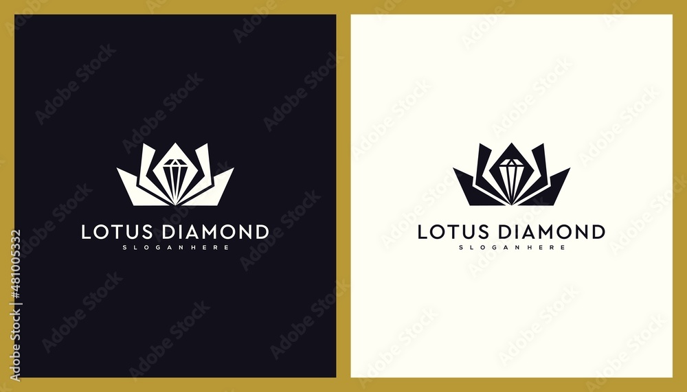 Lotus Diamond Logo Design. Unique Illustration Editable. Creative Vector based Icon Template.