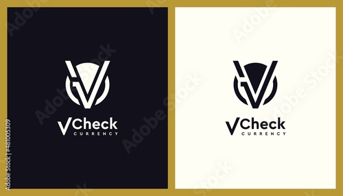 V Checklist Crypto Currency Logo Design. Unique Illustration Editable. Creative Vector based Icon Template.