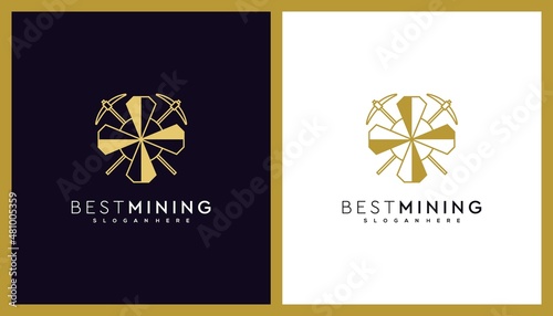 Diamond Mining Logo Design. Unique Illustration Editable. Creative Vector based Icon Template.