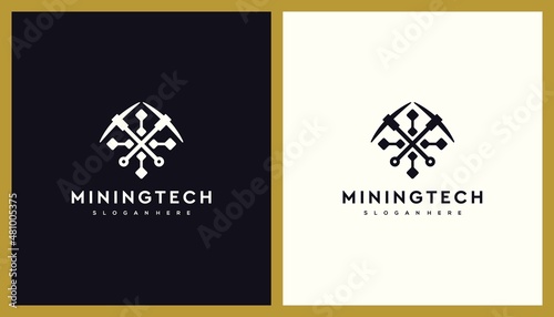 Mining Technology Logo Design. Unique Illustration Editable. Creative Vector based Icon Template.