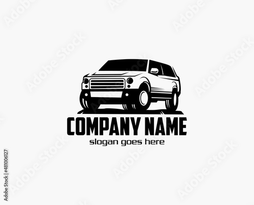 SUV car logo silhouette vector icon. off road vehicle design template