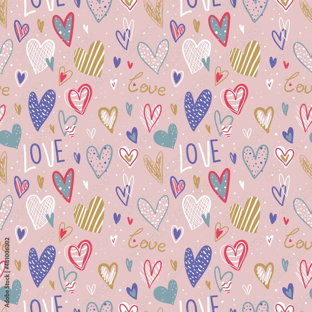 Simple hand drawn irregular hearts vector pattern with dots. Cute hearts background. Valentine Card. Infantile scandinavian style abstract print. Romantic pattern with Very peri color hearts Simple hand drawn irregular hearts vector pattern with dots. Cute hearts background. Valentine Card. Infantile scandinavian style abstract print. Romantic pattern with Very peri color hearts