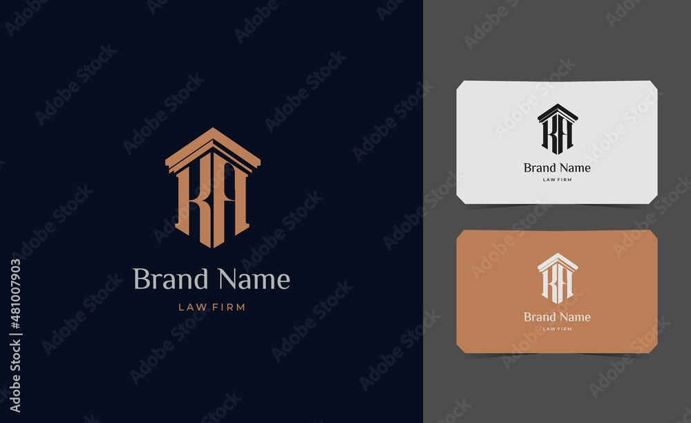 pillar logo letter KA with business card vector illustration template - obrazy, fototapety, plakaty 