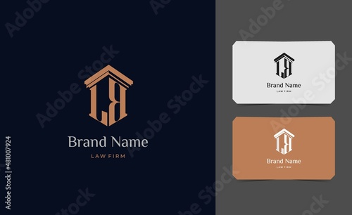 pillar logo letter LB with business card vector illustration template