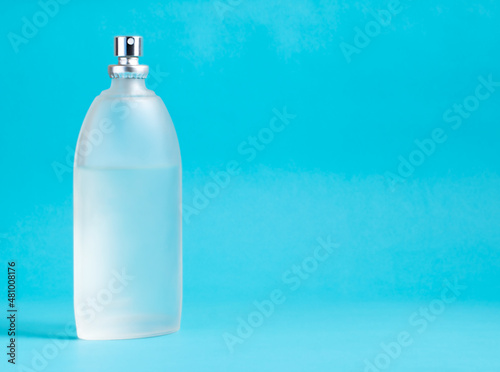 blue liquid bottle