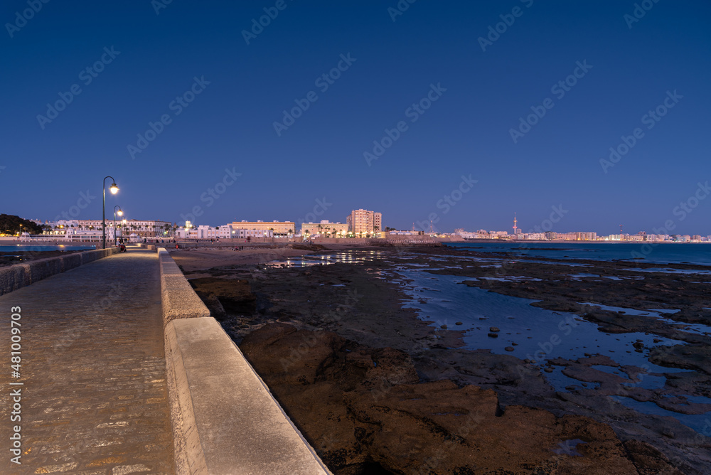 Landscape of the famous city of Cadiz at sunset, Andalusia, Spain