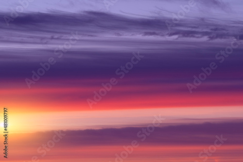 Cold dawn of the sun in the clouds in the sky for wallpaper.