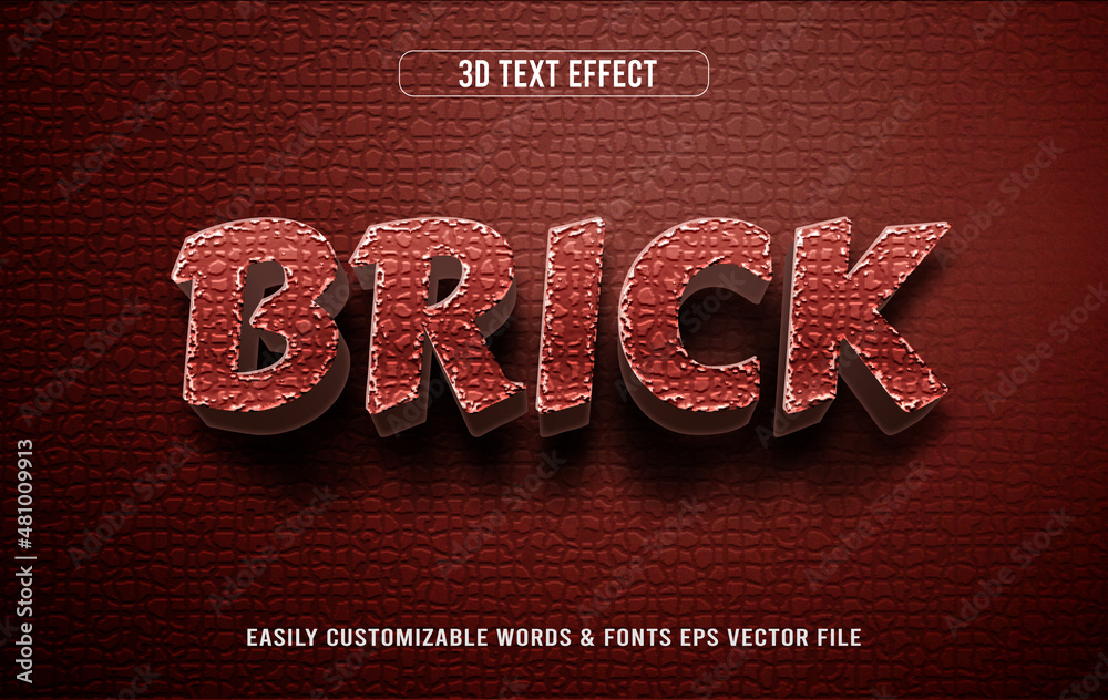 Brick text style effect Stock Vector | Adobe Stock