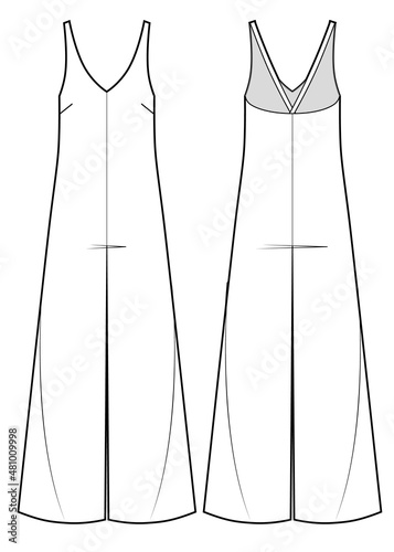 Technical sketch of women's no waist jumpsuit