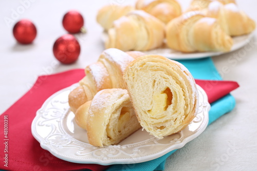 Croissant with sugar and vanilla cream