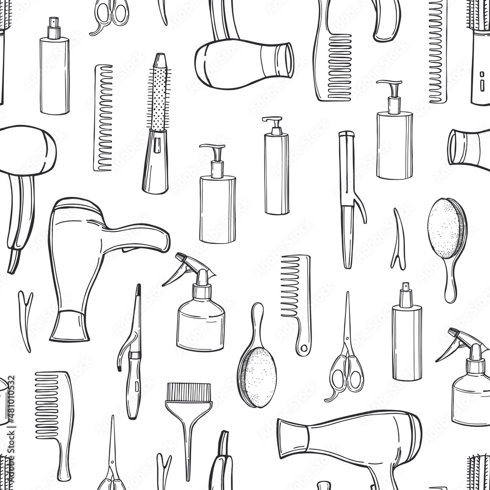 Equipment for styling and hair care. Vector pattern