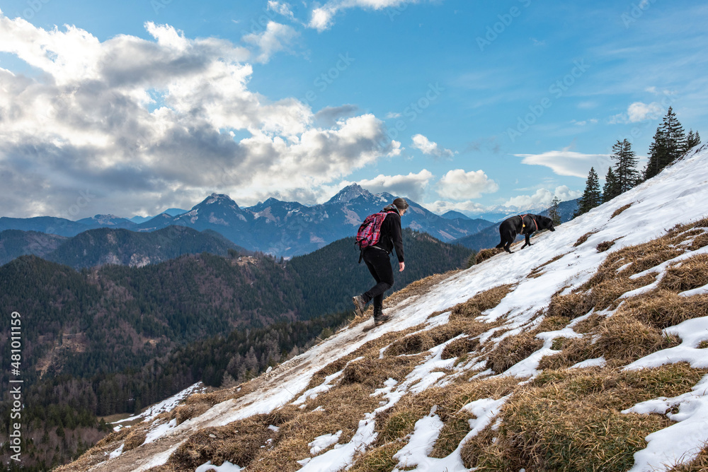 Hiking during early spring in the Bavarian alps