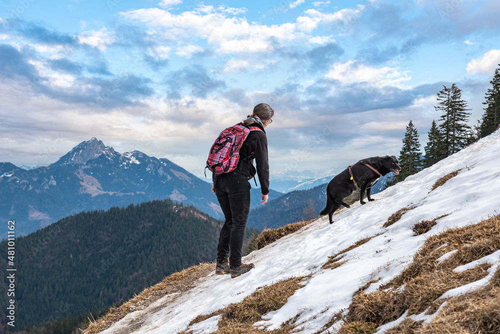 Hiking during early spring in the Bavarian alps