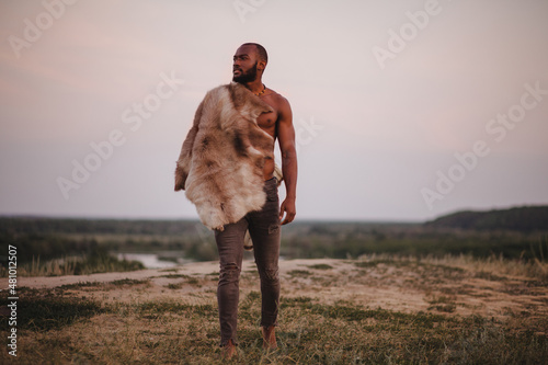 portrait of african american man in furs