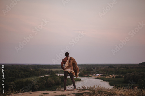 portrait of african american man in furs