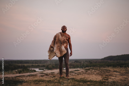 portrait of african american man in furs