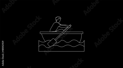 Vector illustration of a person rowing a boat