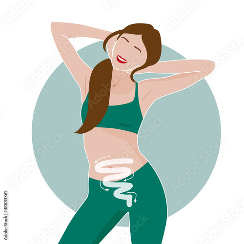 Happy and beautiful woman with good intestinal transit