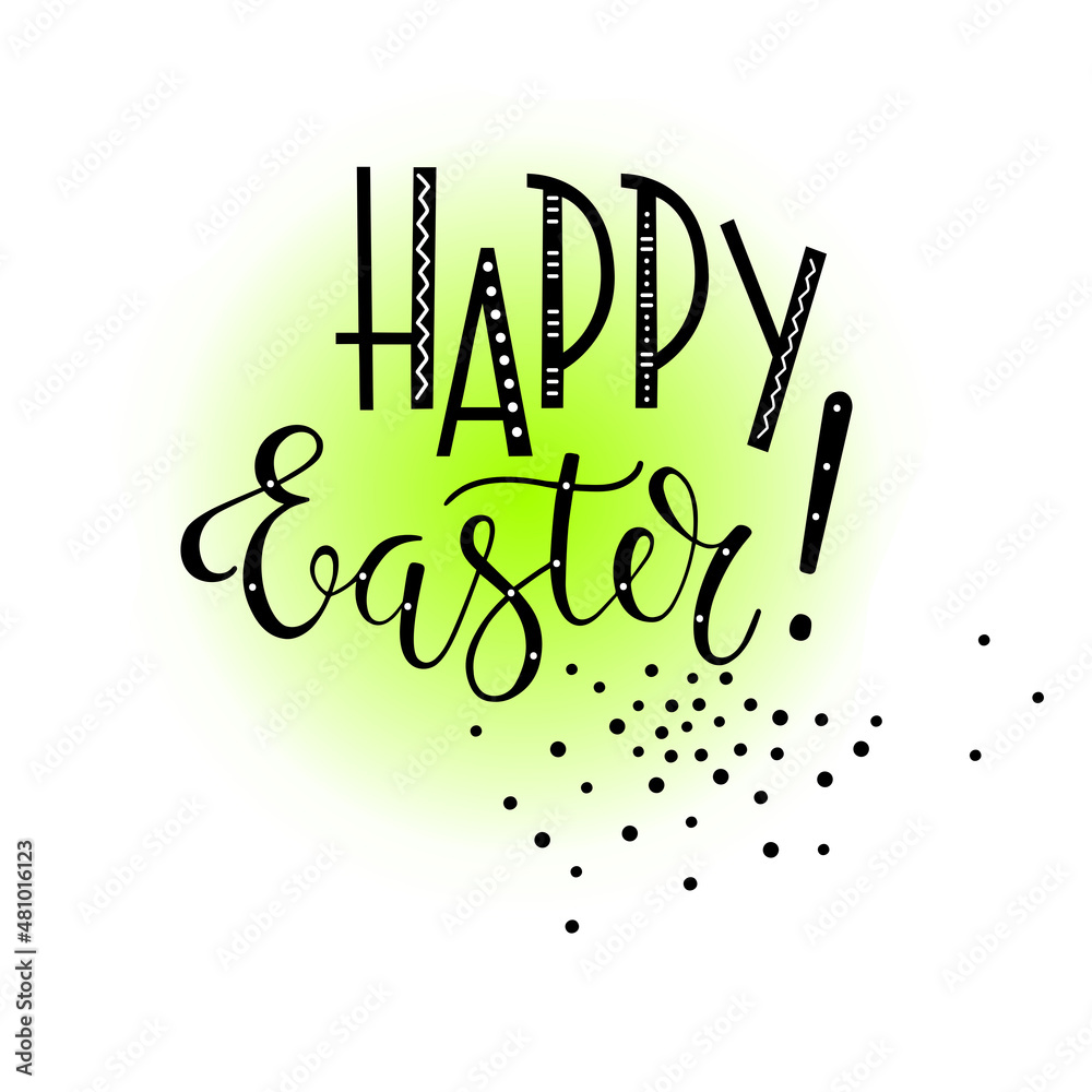 Happy Easter Lettering. Hand drawn letters. Holiday background for logo, postcards, web and promotion. Vector illustration on white.