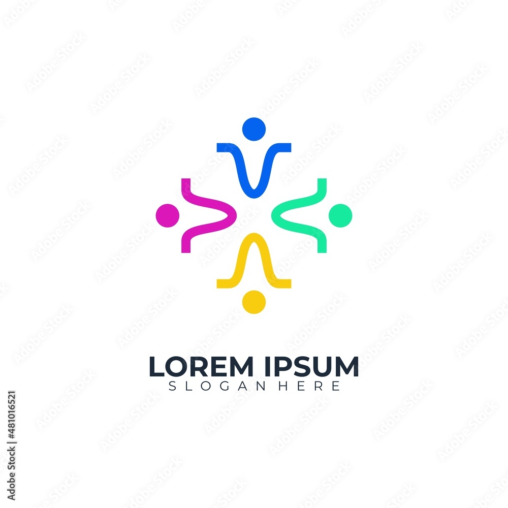 Community people logo design colorful Community people logo design colorful