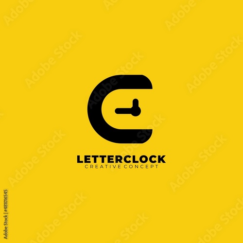 Logo letter C with clock logo design