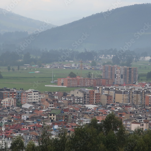 Overlooking Zipaquira in Colombia on a foggy day