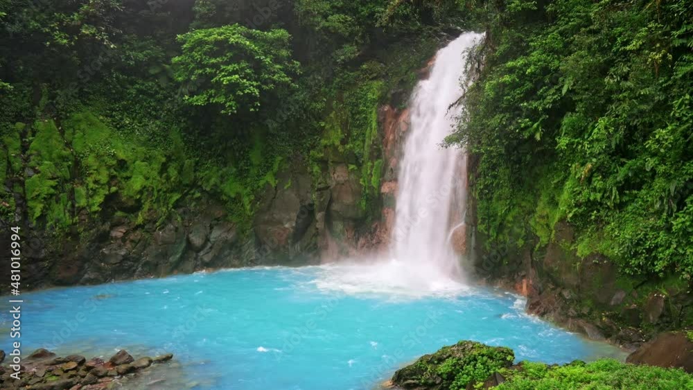 Catarata Rio Celeste, waterfall of blue river Rio Celeste, Parque Nacional Volcan Tenorio, Costa Rica, Central America