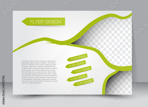 Flyer, brochure, magazine cover template design landscape orientation for education, presentation, website. Green color. Editable vector illustration.