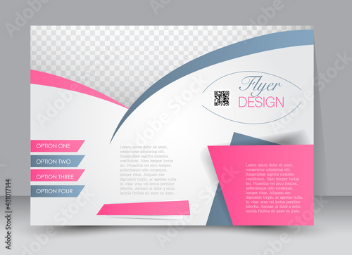 Flyer, brochure, magazine cover template design landscape orientation for education, presentation, website. Grey and pink color. Editable vector illustration.