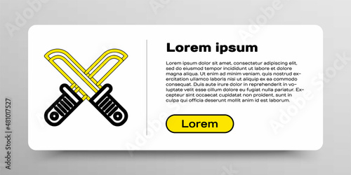 Line Crossed hunter knife icon isolated on white background. Army knife. Colorful outline concept. Vector